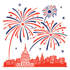 Fireworks over the US Capitol Building on Independence Day Ai-Generated