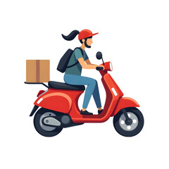 Red vintage Italian Vespa-style scooter with clipping path, ideal for transport or travel illustrations