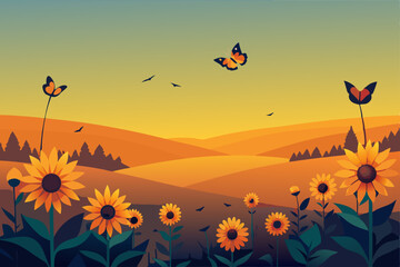 Fototapeta premium sunset in the field