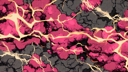 Vintage Lightning Bolts Flash Comic Book Pattern