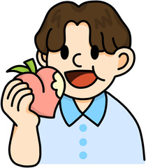 복숭아 먹는 소년