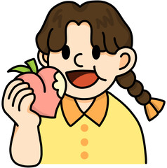 복숭아 먹는 소녀