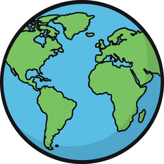 Fototapeta premium Globe Earth illustration showing continents and oceans in blue and green colors vector design 