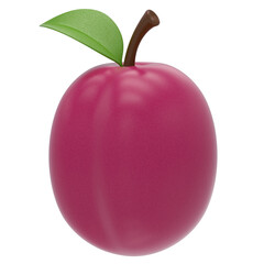 Plum Fruit 3d icon in cartoon plastic style minimal isolated on transparent white background, clipping path	