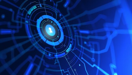 Obraz premium Digital security illustration displaying a secure data transmission and protection system