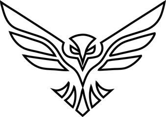 Eagle icon outline logo with spread wings, featuring a minimalist design on a white background, symbolising freedom and strength.