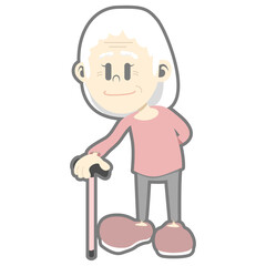 杖をつくおばあちゃん