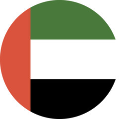 United Arab Emirates round flag. National flag of UAE. Circle flag of United Arab Emirates.