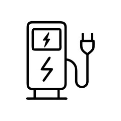 Obraz premium Electric car charging station with plug and power symbol 