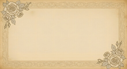 Vintage Rose Border Frame Antique Paper Background Illustration
