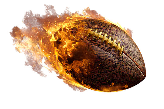American Football Ball with Fiery Motion Trail Effect