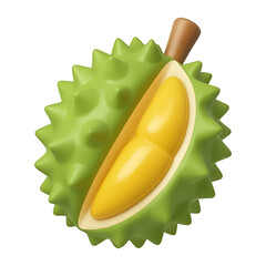 durian fruit 3d render icon isolated on transparent background cutout