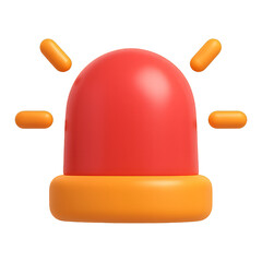warning alert light 3d render icon isolated on transparent background cutout
