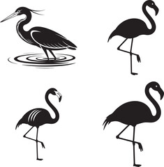 set of flamingo silhouette vector illustration on white background 