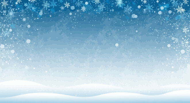 Winter Wonderland Background Snowflakes Falling on Snowy Landscape
