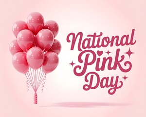 A celebratory image featuring a cluster of glossy pink balloons against a soft, pastel pink background.Festive Pink Balloons Celebrate National Pink Day