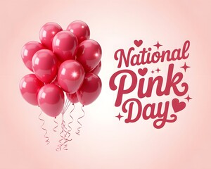 A celebratory image featuring a cluster of glossy pink balloons against a soft, pastel pink background.Festive Pink Balloons Celebrate National Pink Day