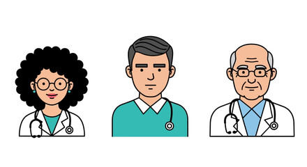 Diverse Doctors Illustrations of Male and Female Physicians