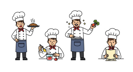 Chef Cartoon Characters Cooking, Baking, and Recipe Illustrations