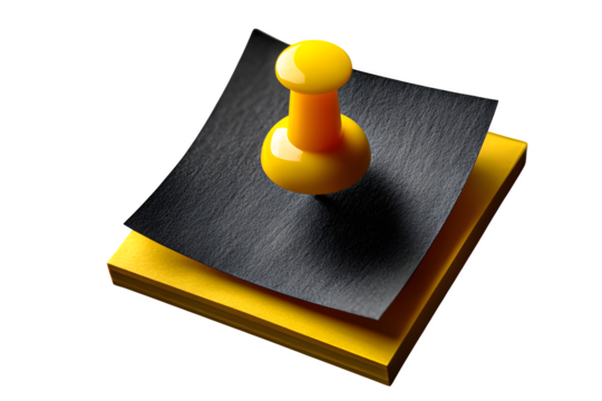 yellow sticky note with a pen