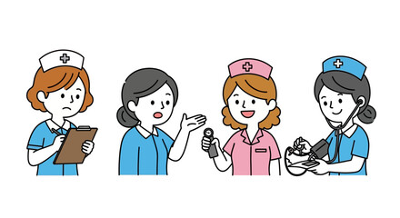 Diverse Nurses Teamwork Collaboration, Communication, and Patient Care Illustration