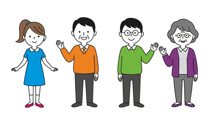 Happy Multigenerational Family Illustration Diverse Characters for Design Projects