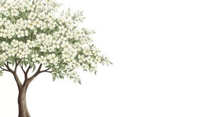 Obraz premium Elegant White Blossoms Tree Illustration Spring Floral Design Element