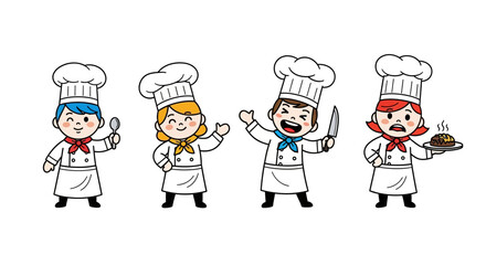 Adorable Cartoon Chefs Clipart Set for Culinary Designs