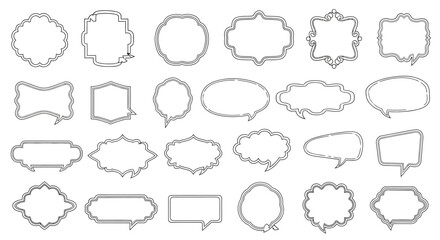 Collection of Ornate and Simple Speech Bubbles Design Elements for Projects
