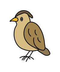 Cartoon Brown Bird Standing Illustration