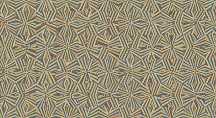 Abstract Geometric Pattern Beige and Blue Interlocking Shapes