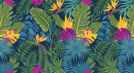 Vibrant Tropical Leaf Pattern Lush Jungle Foliage Design
