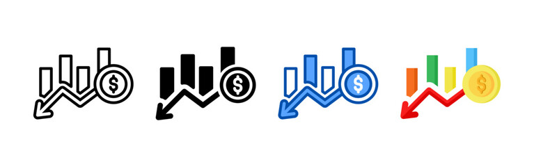 Loss icon set bundle. Multi style icon collection perfect for websites, apps, and presentations. Simple vector icon collection