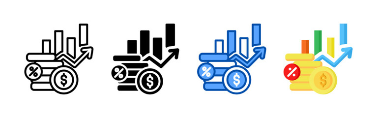 Economy icon set bundle. Multi style icon collection perfect for websites, apps, and presentations. Simple vector icon collection