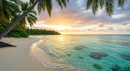 Tropical sunset beach scene (1)