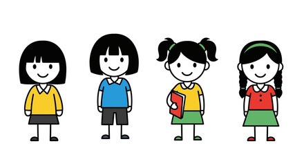 Adorable Cartoon Girls Diverse Styles and Personalities