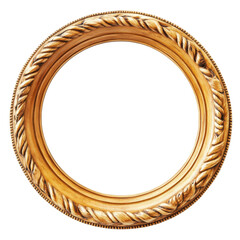 Obraz premium Round Photo Frame, copper bold minimalist circle frame on white, isolated on transparent background
