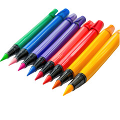 Markers, Multi-colored felt-tip pens, markers on white, isolated on transparent background