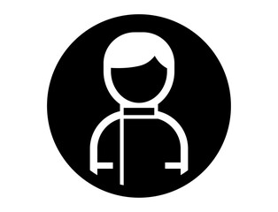 看護師ナースの丸いシンプルなモノクロ白抜きイラストアイコン