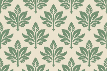 Damask Ikat floral seamless pattern. Motif flower embroidery. Design for women, texture, fabric, clothing, wrapping paper, curtains, and decoration. Vintage wallpaper.Aztec geometric ornament.