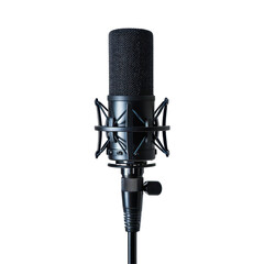 Microphone, Microphone in a professional recording or radio studio, isolated on transparent background