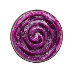 Swirled Purple Sweet Potato Puree in Glass Bowl - Top View