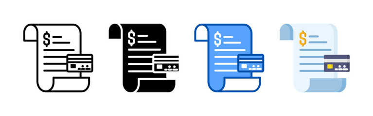 Invoice icon set bundle. Multi style icon collection perfect for websites, apps, and presentations. Simple vector icon collection