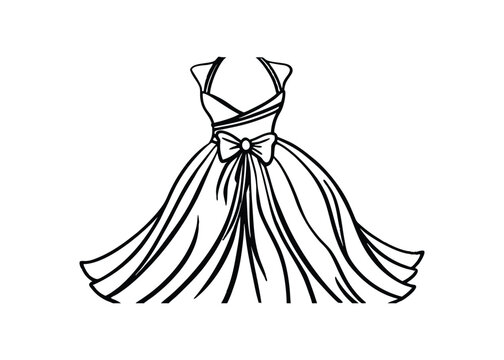 Silhouette of backless gown isolated on a white background