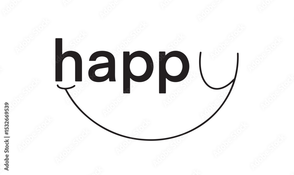 Fototapete happy smile text font calligraphy hand written lettering script black color object face text font ha