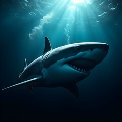 Fototapeta premium Majestic Great White Shark Ocean Dive