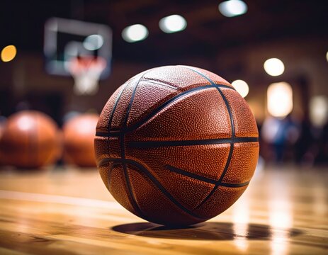 Exciting basketball practice session indoor gym sports action urban environment close-up view athletic performance - Powered by Adobe