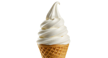Soft Serve Ice Cream Cone on White Background