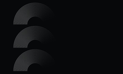 Modern abstract design featuring three stacked semi-circular line patterns on a black background. A minimalist and futuristic graphic ideal for tech themes, posters, or digital interfaces.
