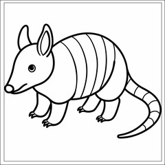 A vector of a cute armadillo outline Art & Illustration